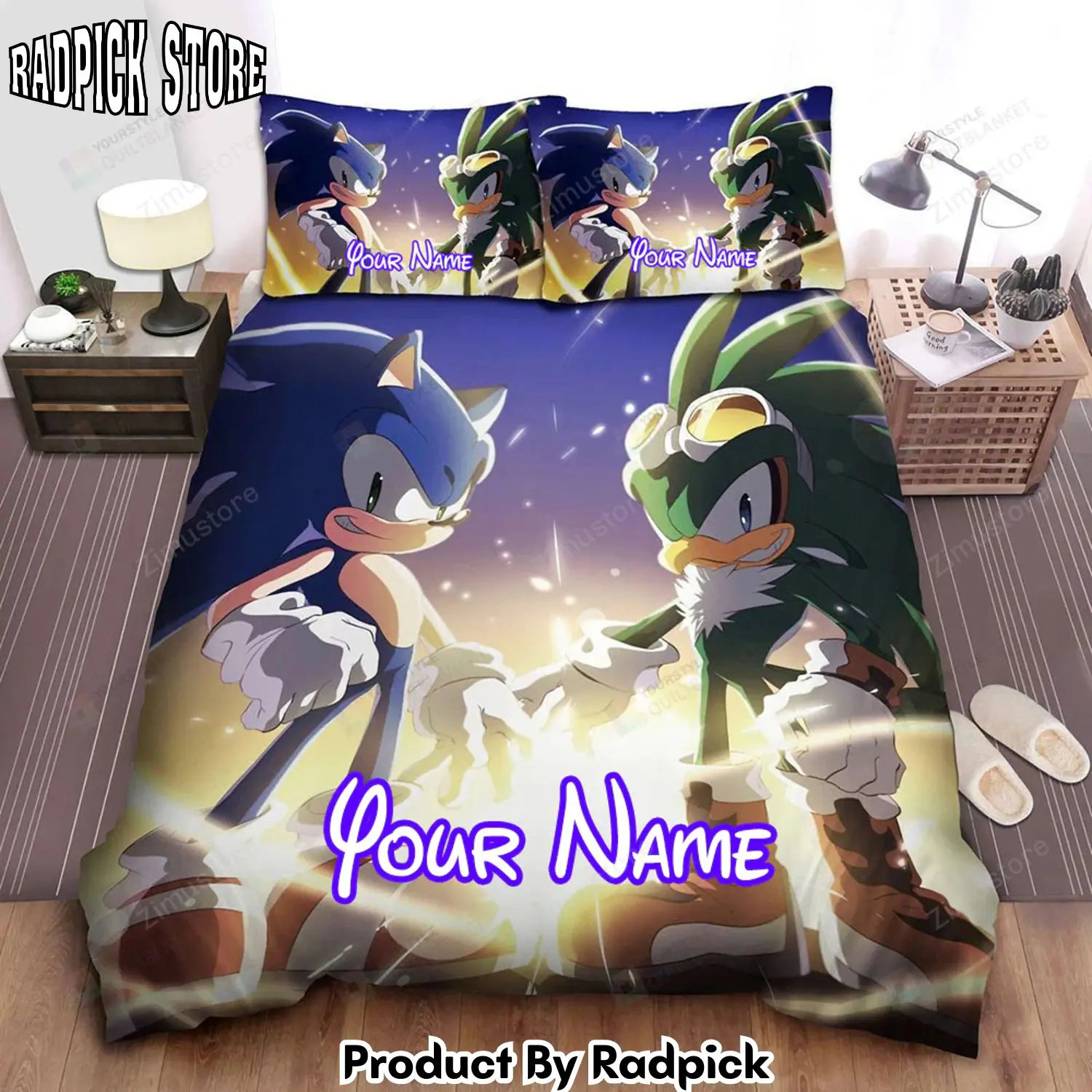 Radpick sonic the hedgehog jet the hawk anime art bed sheets spread comforter duvet cover personalized name bedding sets rp3272179